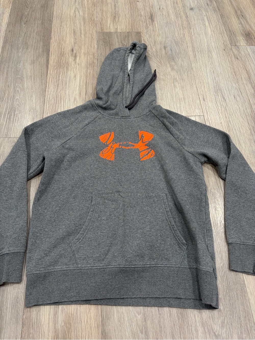 Under Armour Men’s Gray Crewneck Hoodie with Orange Logo